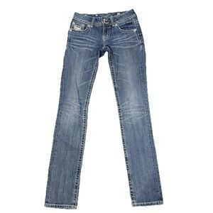 Miss Me Jeans Skinny JP5002SK-17 Embellished Glitter Tab Pockets Womens Size‎ 27
